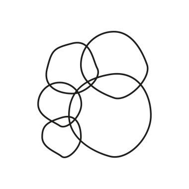 Soyut çakışan şekiller. Sıvı organik çizgiler. Siyah dış hat vektörü. Geometrik bileşim. EPS 10.