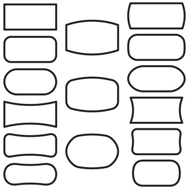 Oval ve dikdörtgen şekiller. Basit taslak figürler. Geometrik ögeler simgesi. Temiz çizgi sembolü. EPS 10.