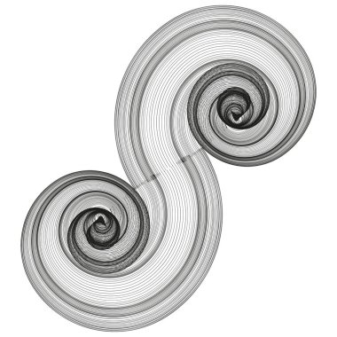 Soyut spiral ikon. Geometrik girdap tasarımı. Siyah ve beyaz vektör. Dinamik akış şekli. EPS 10.