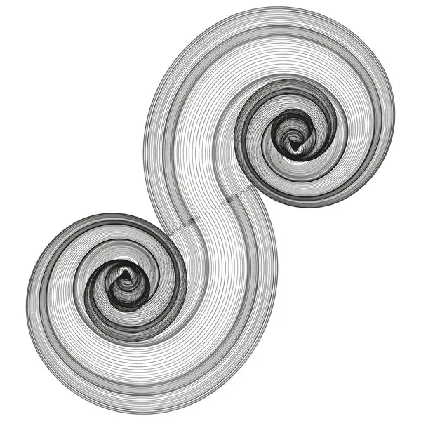 Soyut spiral ikon. Geometrik girdap tasarımı. Siyah ve beyaz vektör. Dinamik akış şekli. EPS 10.