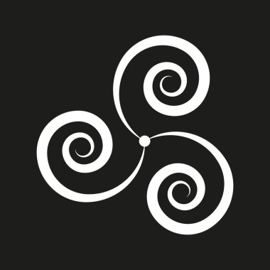 Spiral desen ikonu. Üç girdap sembolü. Soyut geometrik vektör. Siyah beyaz grafik. EPS 10.