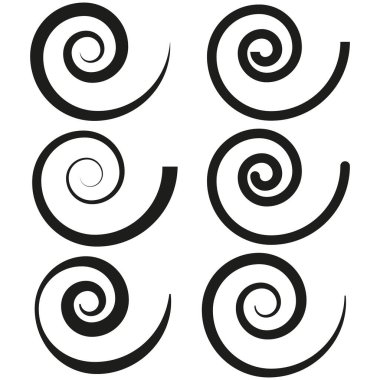 Spiral ikon. Altı kıvrımlı şekil. Soyut eğri vektörü. Basit geometrik grafik. EPS 10.