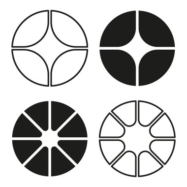 Çember simgesi. Geometrik sektör sembolü. Modern radyal şekil. Vektör çizimi. EPS 10.