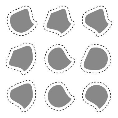 Soyut şekil simgeleri. Geometrik vektör formları. Noktalı ana hatlar. Minimalist tasarım. EPS 10.