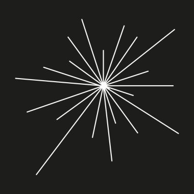 Yıldız patlaması grafiği. Radyal çizgiler vektörü. Soyut patlama şekli. Siyah üzerine beyaz çizgiler. EPS 10.