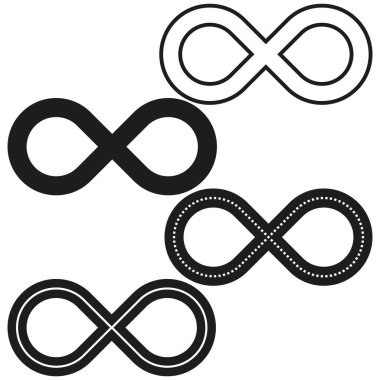 Sonsuzluk simgesi. Sonsuz döngü şekli. Sonsuzluk vektör sembolü. Devamlı çizgi deseni. EPS 10.