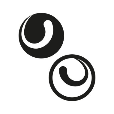 Soyut çember simgesi. Geometrik yuvarlak şekiller. Basit vektör tasarımı. Siyah kavisli sembol. EPS 10.