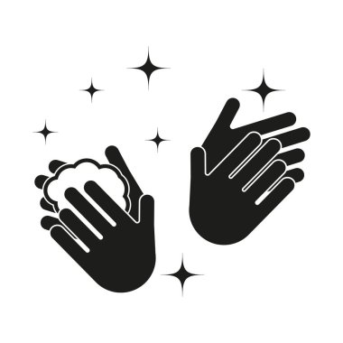 El yıkama ikonu. Hijyen vektör sembolü. Temizlik ve ışıltı. Sabun ve köpük örnekleri. EPS 10.