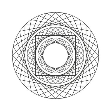 Eşmerkezli dairesel çizgiler. Soyut dairesel şekiller. Siyah kablo deseni. Minimalist vektör tasarımı. EPS 10.