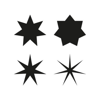Yıldız şekli koleksiyonu. Eşsiz geometrik desenler. Siyah minimal simgeler. Vektör çizimi. EPS 10.