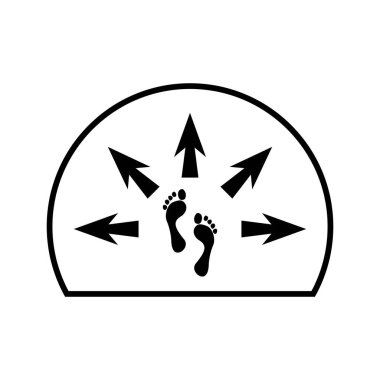 Oklu ayak izleri. Siyah yönlü simge. Yol ve hareket sembolü. Vektör izole grafik. EPS 10.
