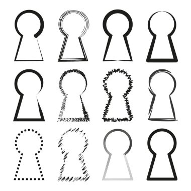 Keyhole icons set. Lock security shapes. Stylized access symbols. Vector illustration. EPS 10. clipart