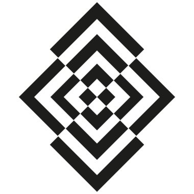 Katmanlı kare tasarım. Eşmerkezli model vektörü. Soyut siyah simetri. Grafiksel element sanatı. EPS 10