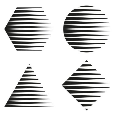 Çizgili geometrik şekiller. Soyut desen koleksiyonu. Siyah çizgi dokuları. Vektör grafik tasarımı. EPS 10.
