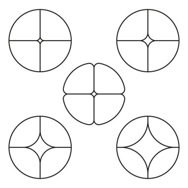 Geometrik daire tasarımı. Soyut vektör sembolü. Simetrik siyah çizgiler. Minimum dairesel sanat. EPS 10.