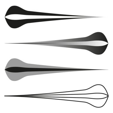 Aerodynamic shape set. Gradient pointed forms. Black streamlined design. Vector elements. EPS 10. clipart