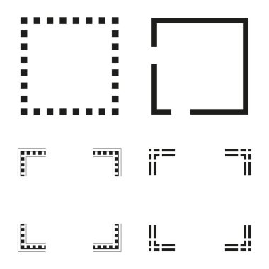 Köşe çerçeve hazır. Siyah dekoratif sınırlar. Asgari köşe çizgileri. Vektör çizimi. EPS 10.