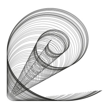 Soyut spiral çizgiler. Geometrik girdap şekli. Sanatsal akış kalıbı. Minimalist vektör çizimi. EPS 10.