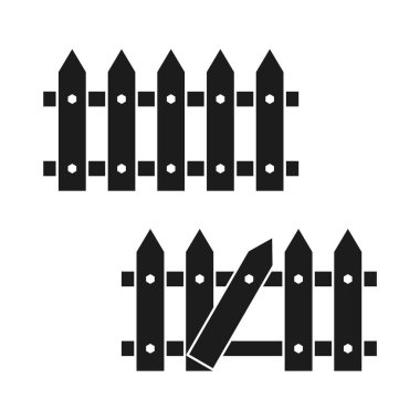 Ahşap çit siyah. Kırsal grev tarzı. Çiftlik arazisi konsepti. Vektör çizimi. EPS 10.