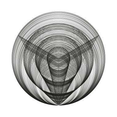 Eşmerkezli dairesel halkalar. Geometrik çizgi deseni. Sanatsal soyut tasarım. Simetrik vektör çizimi. EPS 10.