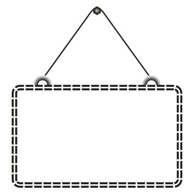 Boş asılma işareti. Dikdörtgen çerçeve vektörü. Çizgi şeklini bozmuş. İşletme kurulu sembolü. EPS 10.