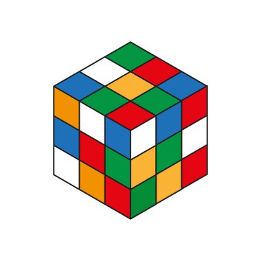 Renkli küp simgesi. Geometrik bulmaca şekli. Isometric 3 boyutlu vektör. Mantıklı oyun sembolü. EPS 10.