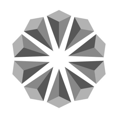 Çokgen şekil simgesi. Soyut simetri vektörü. Dekoratif modern model. Üç boyutlu tasarım. EPS 10.