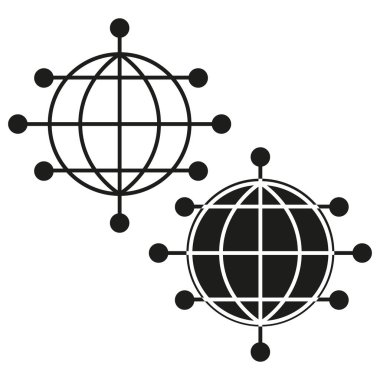 Izgaralı dünya. Geometrik ağ yapısı. Gezegen bağlantısı sembolü. Basit vektör şekli. EPS 10.