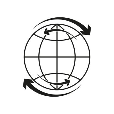 Dünya ikonu. Dünya dönüş sembolü. Küresel bağlantı çizimi. Vektör toprak işareti. EPS 10.