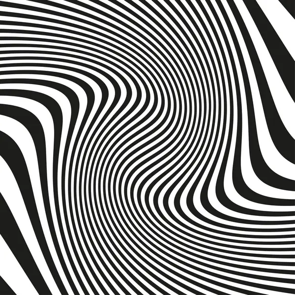 Optik dalga deseni. Çizgili çizgi etkisi. Soyut siyah hareket. Beyaz dalgalı doku. EPS 10.