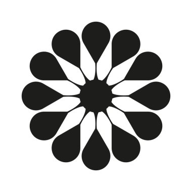 Yaprak damlası çiçeği. Soyut çiçekli şekil. Geometrik siyah yapraklar. Vektör sanatsal tasarım. EPS 10.