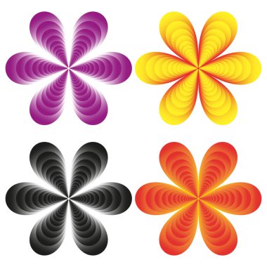 Katmanlı çiçek şekli. Gradyan taç yaprağı sanatı. Soyut çiçek deseni. Canlı vektör tasarımı. EPS 10.