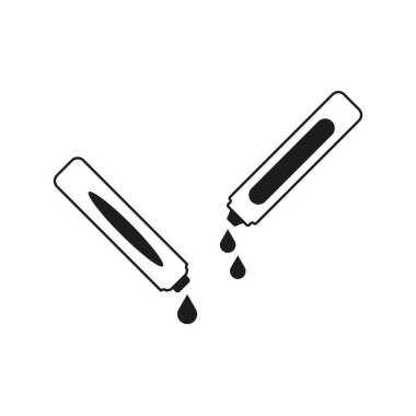 Damla şişe ikonu. Sıvı dağıtıcı sembolü. Hijyen vektör görüntüsü. Asgari siyah tasarım. EPS 10.