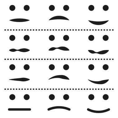 Duygu simgesi. Yüz ifadesi sembolü. Ruh hali değişimi şekli. Vektör çizimi. EPS 10.