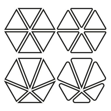 Yıldız üçgeni simgesi. Siyah geometrik şekil. Simetrik vektör sembolü. Keskin kenar detayı. EPS 10.