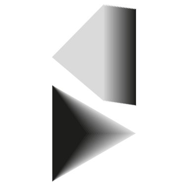 Ok gradyan sembolü. Tek renkli üçgen şekil. Yönsel vektör formu. Gölgeli soyut element. EPS 10.