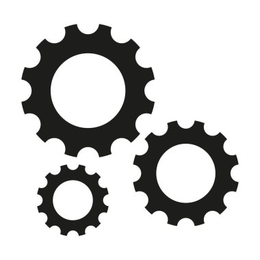 Siyah dişli simgeleri. Endüstriyel mekanik şekiller. Mühendislik çarkları dizaynı. Vektör elementleri. EPS 10.