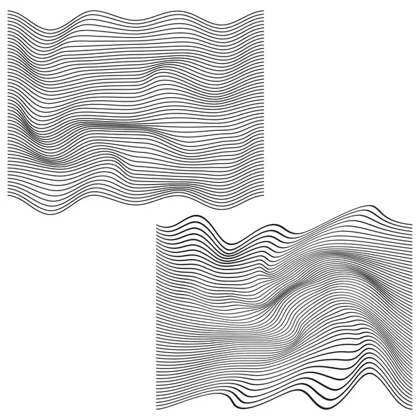 Dalgalı çizgi deseni. Eğri çizgili yapı. Soyut vektör yüzeyi. Optik akış tasarımı. EPS 10.
