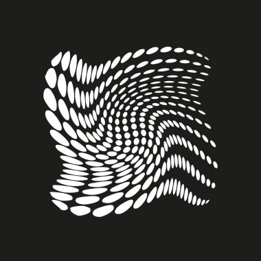 Dalgaların dağılmış yüzeyi. Nokta deseni yapısı. Kara şekil illüzyonu. Vektör soyut formu. EPS 10.