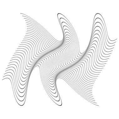 Esneme dalgası şekli. Soyut vektör formu. Siyah akış düzeni. Optik dinamik doku. EPS 10.