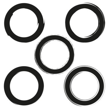 Dairesel fırça ikonu. Sert siyah çerçeve. Vektör halka elementi. Yuvarlak Grunge şekli. EPS 10.