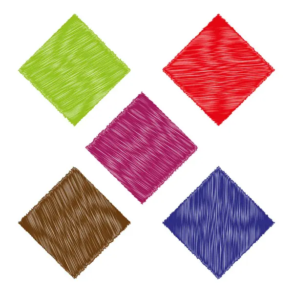 Çok renkli kare şekiller. Renkli eşkenar dörtgen deseni. Soyut geometri kompozisyonu. Vektör karo grubu. EPS 10.