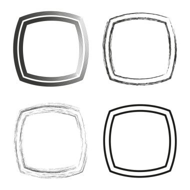 Kare taslak çerçeveler. Metin kutusu vektörü. Sanatsal çerçeve sembolü. Soyut hat çizgileri. EPS 10.