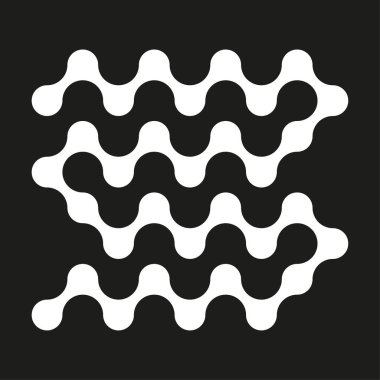 Eğimli dalga deseni. Soyut dalga ikonu. Kusursuz vektör şekli. Siyah arka plan kontrastı. EPS 10.