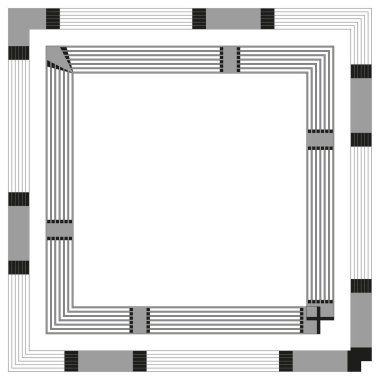 Geometrik çerçeve simgesi. Kare çizgili element. Vektör sınır şekli. Soyut kompozisyon. EPS 10.