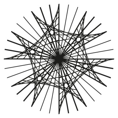 Karmaşık sarmal yıldız. Soyut siyah desen. Yayılan çizgi şekli. Vektör süsü. EPS 10.