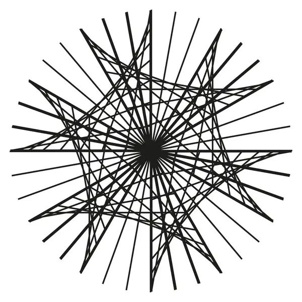 Karmaşık sarmal yıldız. Soyut siyah desen. Yayılan çizgi şekli. Vektör süsü. EPS 10.