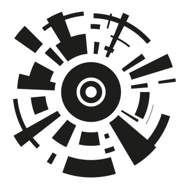 Dijital daire simgesi. Fütürist radar şekli. Hedefin ortası. Soyut vektör halkası. EPS 10.