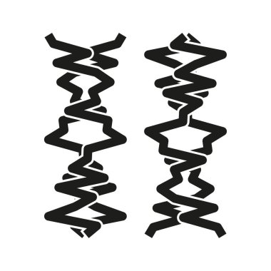 Dikey zikzak sembolü. Sivri uçlu siyah şekil. Vektör soyut simgesi. Simetrik kenar biçimi. EPS 10.