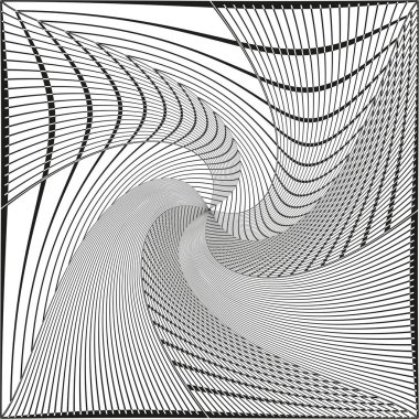 Dönen çizgiler deseni. Gri girdap şeklinde. Hipnotik akış formu. Vektör eğimli tasarım. EPS 10.